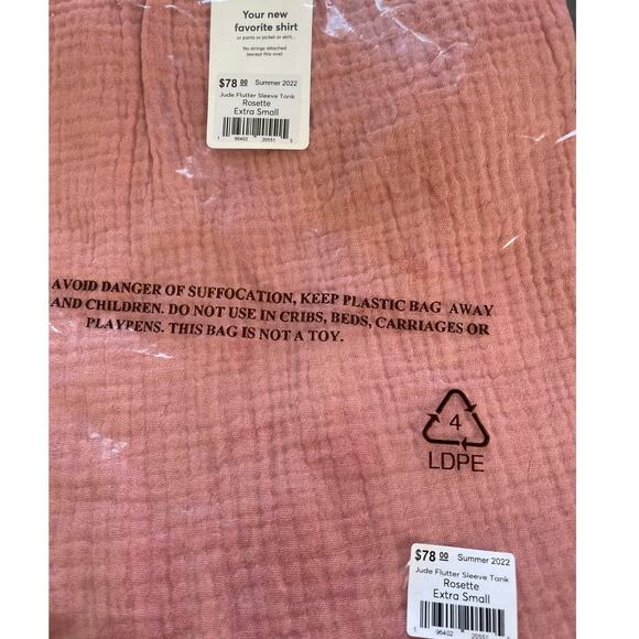 Marine Layer Jude Flutter Sleeve Tank Rosette Pink XS NWT - Picture 4 of 7